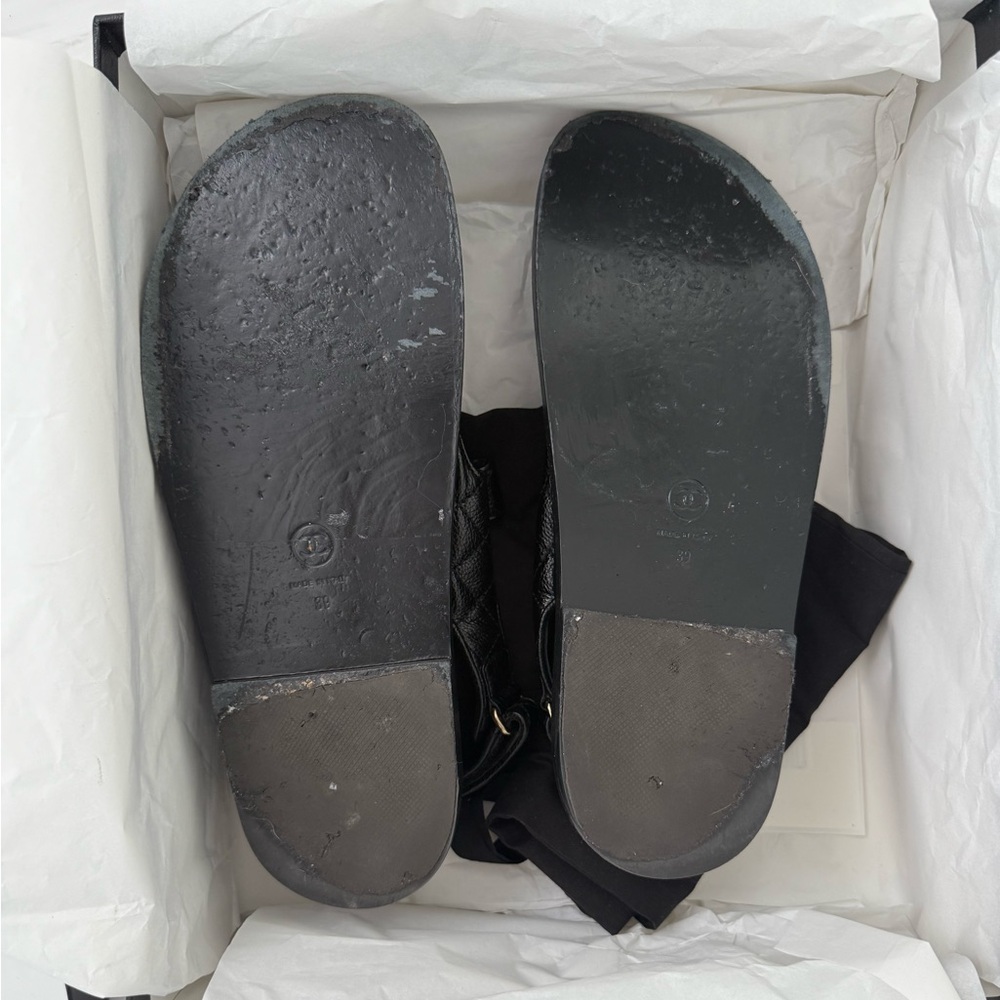 CHANEL Black Dad Sandals with Signature Box - Picture 7 of 7